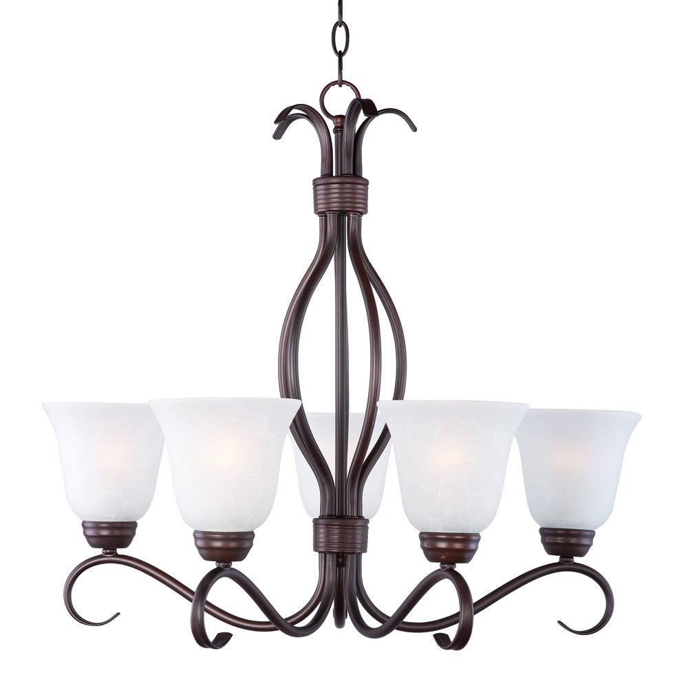 5 Light Chandelier in Oil Rubbed Bronze with Ice Glass
