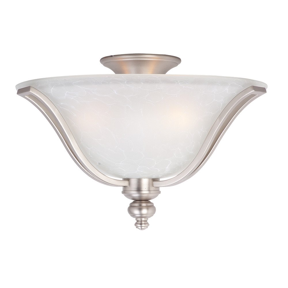 16" 3-Light Flush Mount Fixture in Satin Silver with Ice Glass