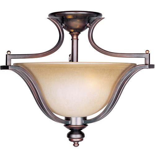 20" 3-Light Semi-Flush Mount Fixture in Oil Rubbed Bronze with Wilshire Glass