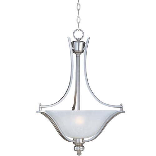 20" 3-Light Invert Bowl Pendant in Satin Silver with Ice Glass