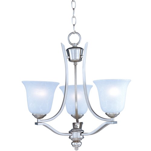 19" 3-Light Single-Tier Chandelier in Satin Silver with Ice Glass