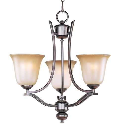 19" 3-Light Single-Tier Chandelier in Oil Rubbed Bronze with Wilshire Glass