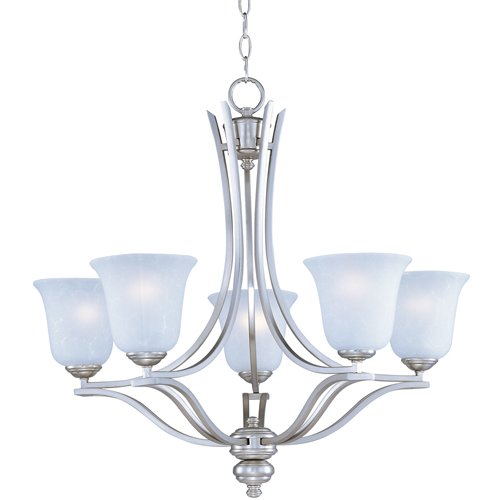26" 5-Light Single-Tier Chandelier in Satin Silver with Ice Glass