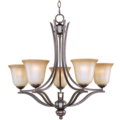 26" 5-Light Single-Tier Chandelier in Oil Rubbed Bronze with Wilshire Glass
