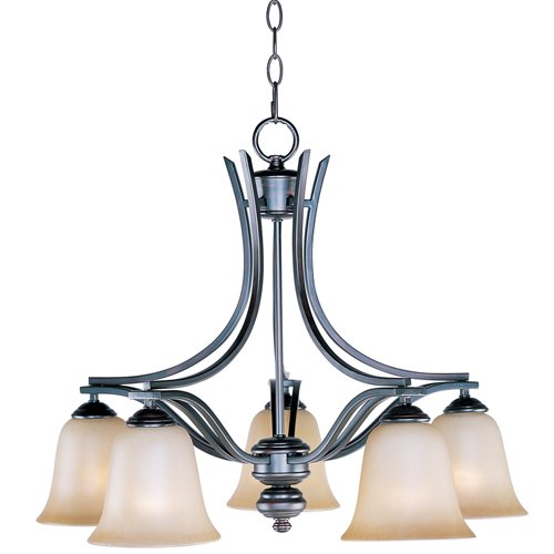 25" 5-Light Down Light Chandelier in Oil Rubbed Bronze with Wilshire Glass