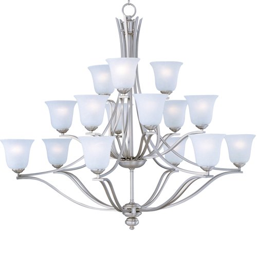 46" 15-Light Multi-Tier Chandelier in Satin Silver with Ice Glass