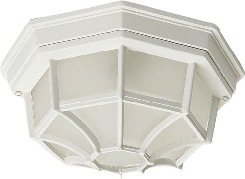 11 1/2" 2-Light Outdoor Ceiling Mount in White