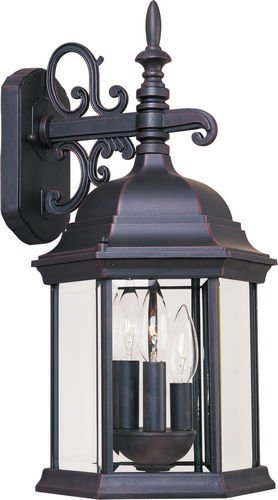 9 1/2" 3-Light Outdoor Wall Mount in Empire Bronze with Clear Glass