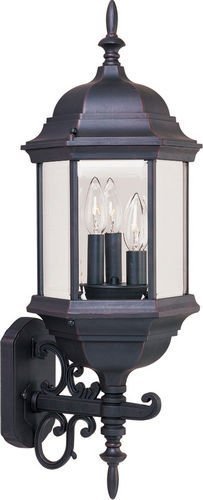 9 1/2" 3-Light Outdoor Wall Mount in Empire Bronze with Clear Glass