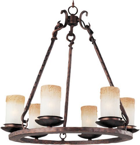 24" 6-Light Chandelier in Oil Rubbed Bronze with Wilshire Glass