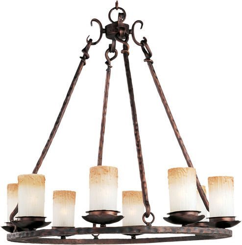 29 1/2" 8-Light Chandelier in Oil Rubbed Bronze with Wilshire Glass