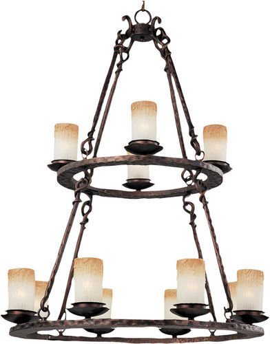 32" 12-Light Chandelier in Oil Rubbed Bronze with Wilshire Glass
