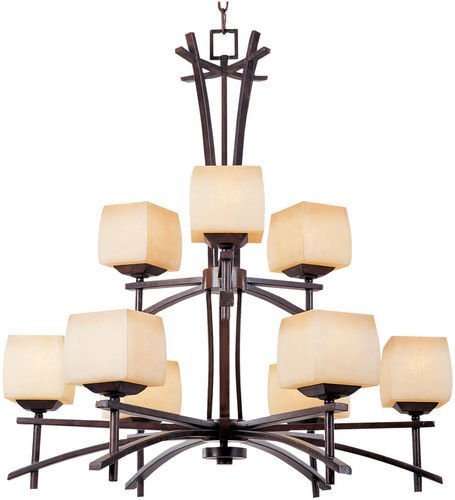 33" 9-Light Chandelier in Roasted Chestnut with Wilshire Glass