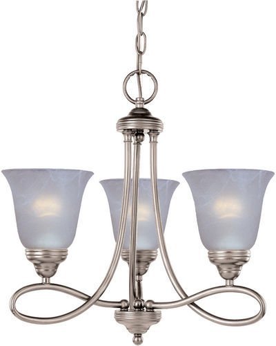 18" 3-Light Chandelier in Satin Nickel with Marble Glass