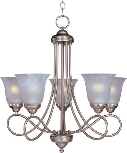 25" 5-Light Chandelier in Satin Nickel with Marble Glass