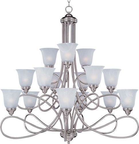 42" 15-Light Chandelier in Satin Nickel with Marble Glass