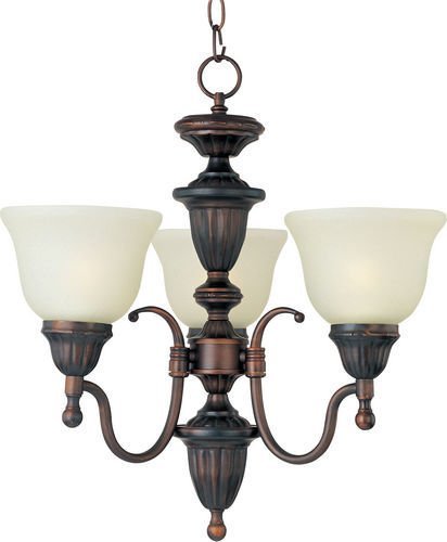 19 1/2" 3-Light Chandelier in Oil Rubbed Bronze with Soft Vanilla Glass