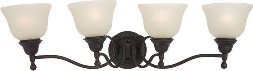 31" 4-Light Bath Vanity in Oil Rubbed Bronze with Soft Vanilla Glass