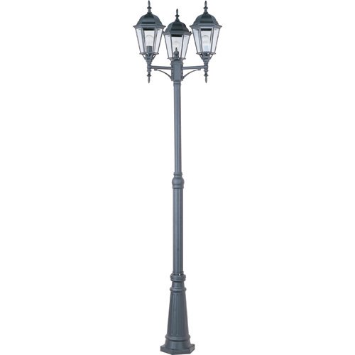 24" 3-Light Outdoor Pole/Post Lantern in Black