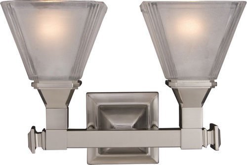 13" 2-Light Bath Vanity in Satin Nickel with Frosted Glass