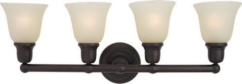 30 1/2" 4-Light Bath Vanity in Oil Rubbed Bronze with Soft Vanilla Glass