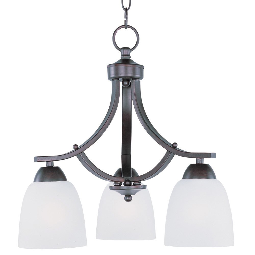 3 Light Chandelier in Oil Rubbed Bronze with Frosted Glass