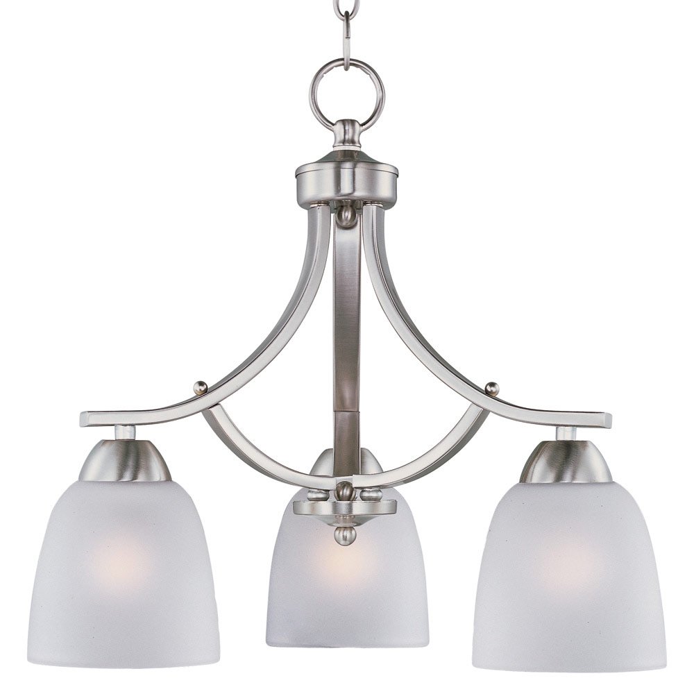 3 Light Chandelier in Satin Nickel with Frosted Glass