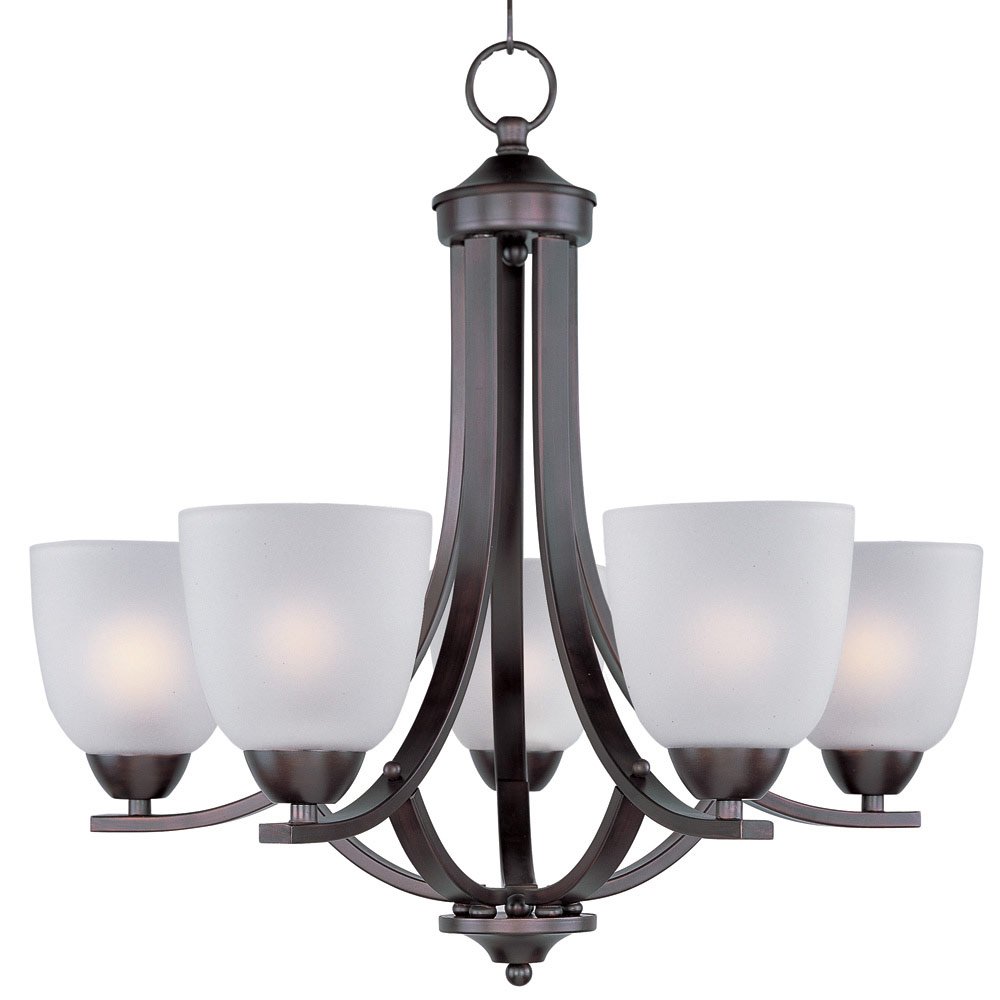 5 Light Chandelier in Oil Rubbed Bronze with Frosted Glass
