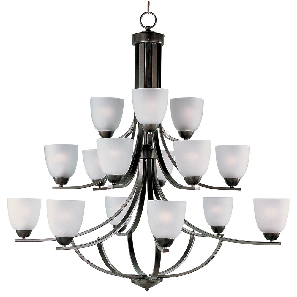15 Light Chandelier in Oil Rubbed Bronze with Frosted Glass