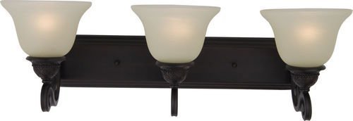 26" 3-Light Bath Vanity in Oil Rubbed Bronze with Soft Vanilla Glass