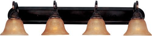 37" 4-Light Bath Vanity in Oil Rubbed Bronze with Screen Amber Glass