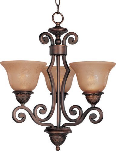 19" 3-Light Chandelier in Oil Rubbed Bronze with Screen Amber Glass