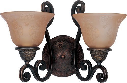 16" 2-Light Wall Sconce in Oil Rubbed Bronze with Screen Amber Glass