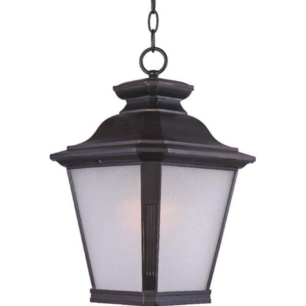 Outdoor Hanging Lantern in Bronze with Frosted Seedy Glass