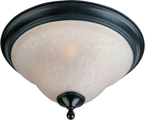 13" 2-Light Flush Mount in Black with Ice Glass
