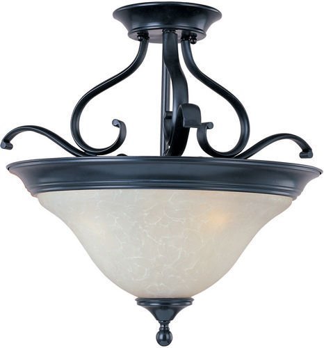 19" 3-Light Semi-Flush Mount in Black with Ice Glass