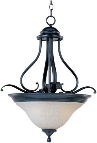19" 3-Light Invert Bowl Pendant in Black with Ice Glass
