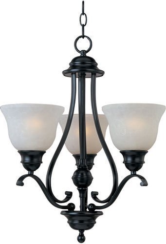 19" 3-Light Chandelier in Black with Ice Glass