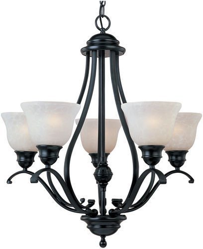 26" 5-Light Chandelier in Black with Ice Glass