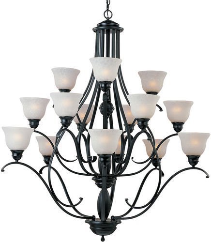 46" 15-Light Chandelier in Black with Ice Glass