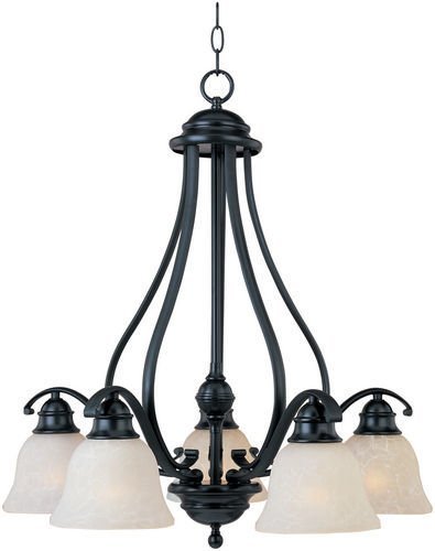 25" 5-Light Chandelier in Black with Ice Glass