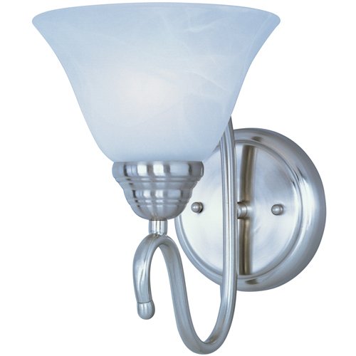 6 1/2" 1-Light Wall Sconce in Satin Nickel with Marble Glass