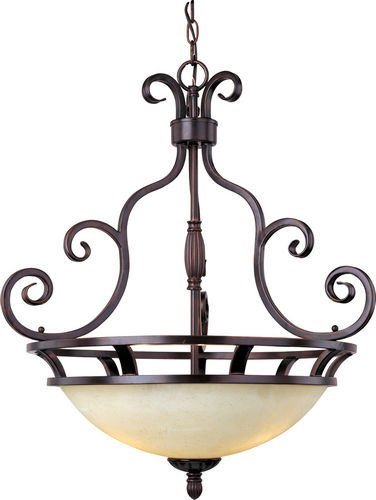 23" 3-Light Invert Bowl Pendant in Oil Rubbed Bronze with Frosted Ivory Glass