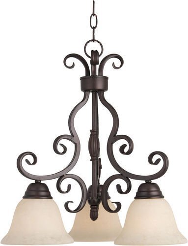 19" 3-Light Chandelier in Oil Rubbed Bronze with Frosted Ivory Glass