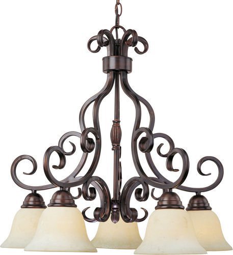 25 1/2" 5-Light Chandelier in Oil Rubbed Bronze with Frosted Ivory Glass
