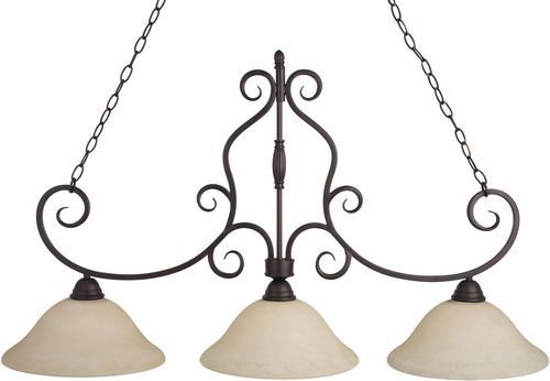 13" 3-Light Island Pendant in Oil Rubbed Bronze with Frosted Ivory Glass