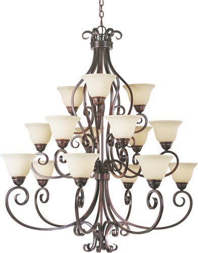 45" 15-Light Chandelier in Oil Rubbed Bronze with Frosted Ivory Glass