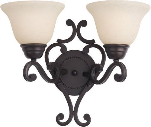 15 1/2" 2-Light Wall Sconce in Oil Rubbed Bronze with Frosted Ivory Glass
