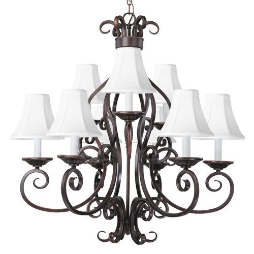 29" 9-Light Chandelier in Shades with Oil Rubbed Bronze
