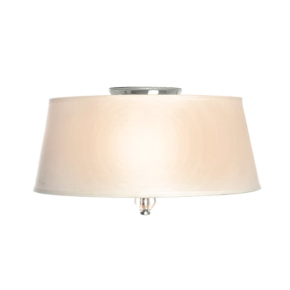 15" 3-Light Flush Mount Fixture in Polished Nickel with White Fabric Shades